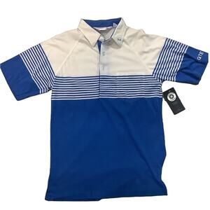 80's Sunrise Polo White and Blue Shirt